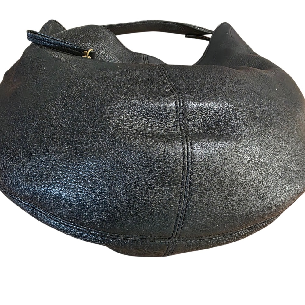 Hobo International Black Pebbled Leather Slouchy Shoulder Bag Brass Hardware - Picture 6 of 8